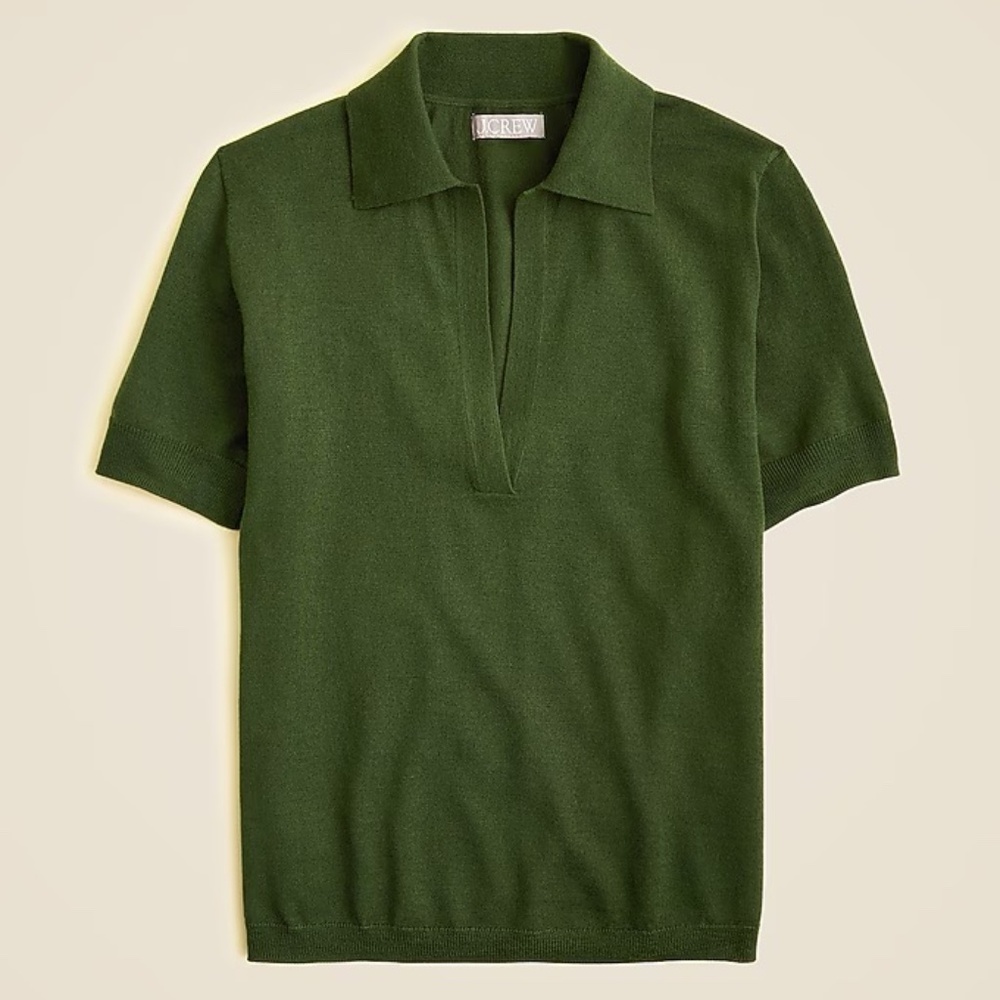 J Crew Short Sleeve Sweater Polo in Merino Wool S